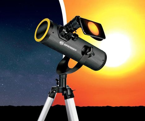 Телескоп Bresser Solarix 76/350 AZ Carbon з сонячним фільтром та адаптером для смартфона