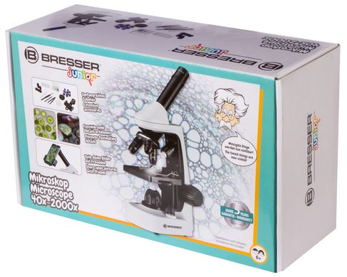 Микроскоп Bresser Junior Biolux 40x-2000x с набором для опытов и адаптером для смартфона