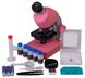 Микроскоп Bresser Junior 40x-640x Pink с набором для опытов и адаптером для смартфона